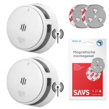 Savs  S10-W Koppelbare rookmelder met magneet 2pack  Wit
