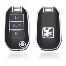 Dutch Shield  Sleutelhoesje  Peugeot zwart A3  Zwart-Zilver