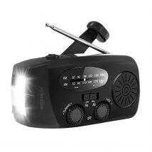 Noodradio ® Solar Powerbank Opwindbaar Zwart  Zwart