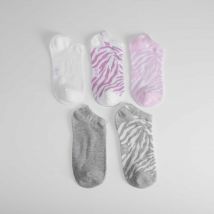 Pack 5x calcetines cortos cebra print mujer - Color: LILA
