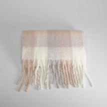 Bufanda print cuadros rosa beige MKL - Color: BEIGE