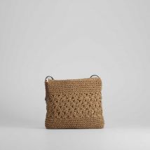 Bandolera rectangular rafia SENDA ROAD - Color: BEIGE OSCURO