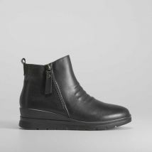 Botín cuña de piel negro COMFEET