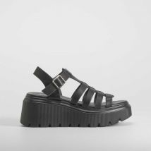 Sandalia cuña chunky negra NYC