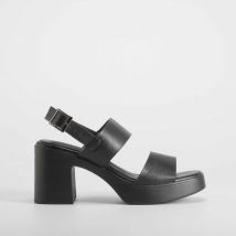 Sandalia tacón plataforma negro NYC
