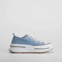 Zapatilla lona plataforma azul NYC