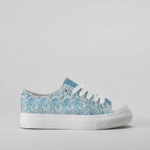 Zapatilla lona plataforma azul metalizado OH GIRL