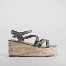 Sandalia cuña yute serpiente gris PICCOLA PIU