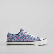 Zapatilla de lona con cordones flores azul OH GIRL