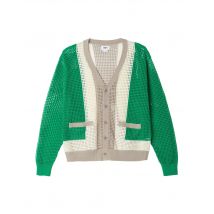 Obey Anderson 60' cardigan in cotone a maglia larga oversize - green multi S