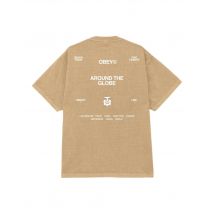 Obey Around the globe t-shirt con grafica - pigment light khaki S