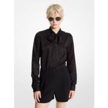 MK Moiré-Bluse Mit Schleife - Schwarz - Michael Kors