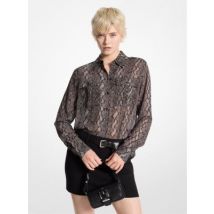 MK Bluse Aus Georgette Mit Schlangenmuster - Schwarz - Michael Kors