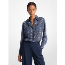 MK Bluse Aus Georgette Mit Schlangenmuster - Blau - Michael Kors