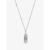 MK Halskette Aus Sterlingsilber Mit Edelmetallbeschichtung, Pavé Und Empire-Logo - Silberton - Michael Kors