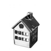 Fink Teelichthalter Haus Häuschen  CABANA Windlicht Teelicht Keramik silber