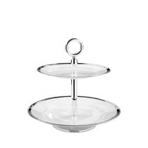 Etagere Porzellan 2 stöckig rund versilbert PLATINUM von Fink Living