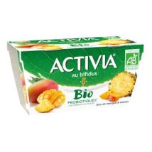 Activia yaourt aux fruits bio bifidus duo de fruits ananas & mangue 2x145g Biologique,biologique
