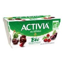 Activia bio yaourt aux fruits bio bifidus duo de fruits cerise & cranberry 2x145g Biologique,biologique