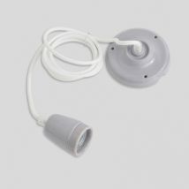 Girard sudron suspension douille grise en céramique e27 et cable textile blanc