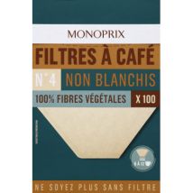 filtres à café n°4 100% fibres végétales x1 pour homme - Monoprix Vert