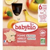 Babybio compote pomme abricot banane dès 6 mois 4x90g Biologique;végétarien pour Bébé