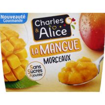 Charles & alice la mangue morceaux sans sucres ajoutés 4x95g
