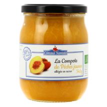 Coteaux nantais compote de pêche allégée bio 540g Biologique;produit Écologique;végétarien