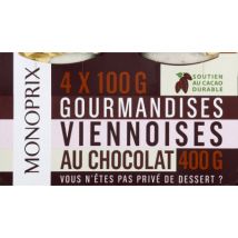 Monoprix viennoises au chocolat x4 pots, 400g - Monoprix