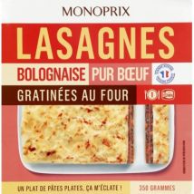 Monoprix lasagnes bolognaise pur bœuf gratiné au four 350g - Monoprix