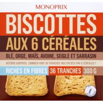 Monoprix biscottes au 6 céréales 300g - Monoprix