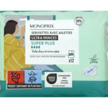 Monoprix serviettes ultra-minces super plus x12 - Monoprix