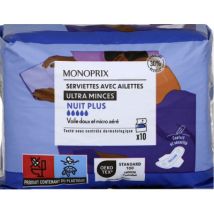Monoprix serviettes ultra-minces nuit x10 - Monoprix