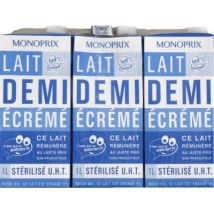 Monoprix lait demi-ecrémé stérilisé 6x1l - Monoprix