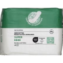 serviettes pour fuites urinaires super x10 pour femme - Monoprix