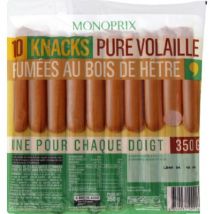 Monoprix knacks purs volaille x10 350g - Monoprix