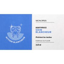 Monoprix dentifrice blancheur 2x25m l - Monoprix