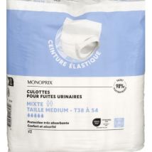 culottes fuites urinaires mixtes adulte médium taille 38-54 x12 pour femme - Monoprix