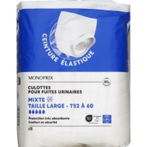 culottes fuites urinaires mixtes adulte large taille 52-60 x10 pour femme - Monoprix
