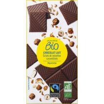 Monoprix bio chocolat au lait et éclats de noisettes caramélisées 100g Commerce Équitable;biologique - Monoprix Bio