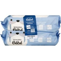 Monoprix bébé lingettes épaisses 2x72 pour Bébé - Monoprix Bébé