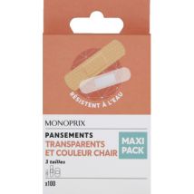 pansements chair et transparents x100 - Monoprix