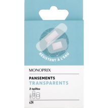 pansements transparents résistants à l'eau x24 - Monoprix