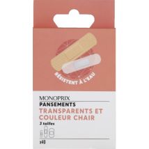 pansements chair et transparents x40 - Monoprix