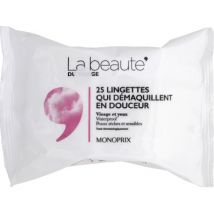 Monoprix la beauté les lingettes qui démaquillent en douceur x25