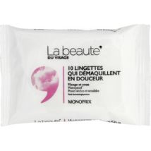 Monoprix la beauté les lingettes qui démaquillent en douceur x10