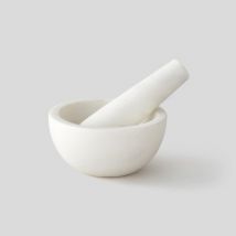 mortier + pilon en marbre blanc - Monoprix