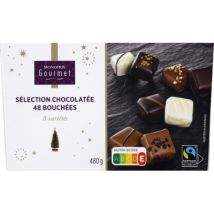 Monoprix gourmet ballotin avec assortiment de 48 fins chocolats 480g