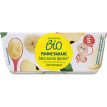 compote pomme banane sans sucres ajoutés dès 5 mois 4x100g Biologique pour Bébé - Monoprix Bio