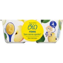 compote pommes sans sucres ajoutés dès 4 mois 4x100g pour Bébé - Monoprix Bio